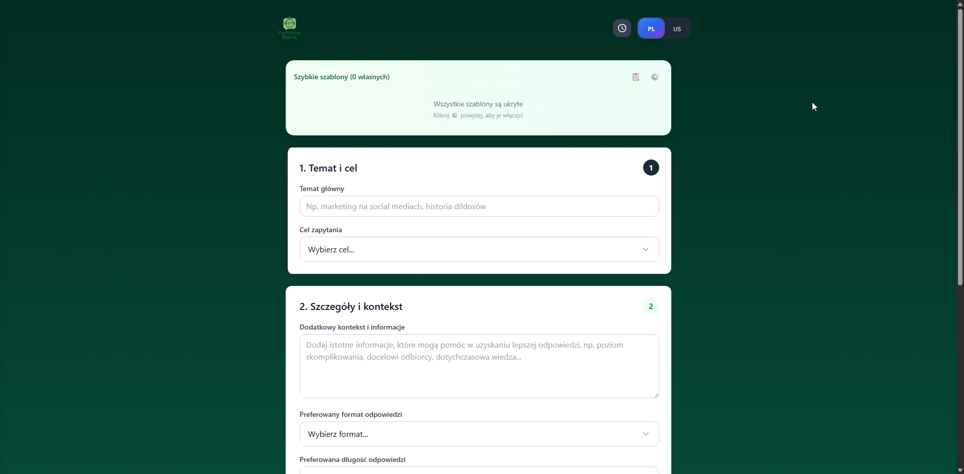 Boris Prompter - Generator Promptów AI